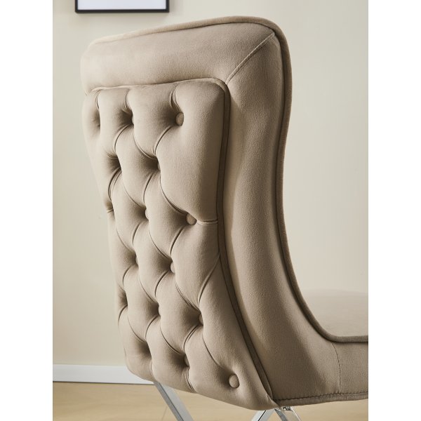 Stol med kromade ben - beige sammet - Luxury Stol med kromade ben - beige sammet - Luxury