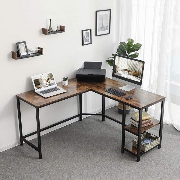 Bureau d'angle Rami 138/138 x 49 cm - Marron/noir