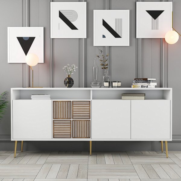Milan skänk 180 cm - Vit/guld Milan skänk 180 cm - Vit/guld
