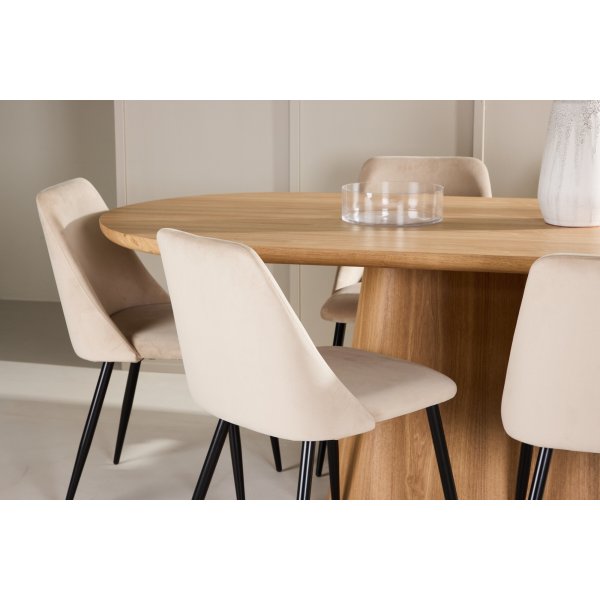 Matbord Stjärnö med 6 st Night stolar - Beige/svart Matbord Stjärnö med 6 st Night stolar - Beige/svart