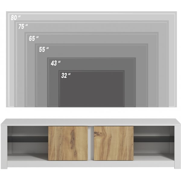 Meuble TV Aydos - Blanc/chêne Meuble TV Aydos - Blanc/chêne