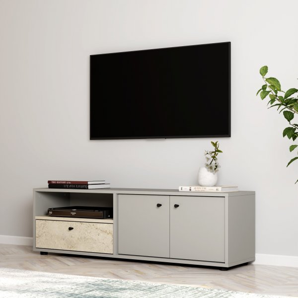 Pao TV-bänk - Grå/travertin Pao TV-bänk - Grå/travertin