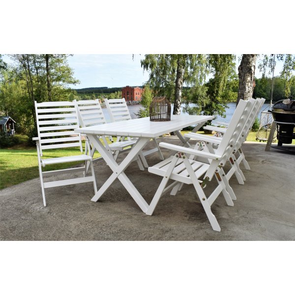 Positionsstol för utomhus vit - Båstad + Fläckborttagare för möbler Positionsstol för utomhus vit - Båstad + Fläckborttagare för möbler