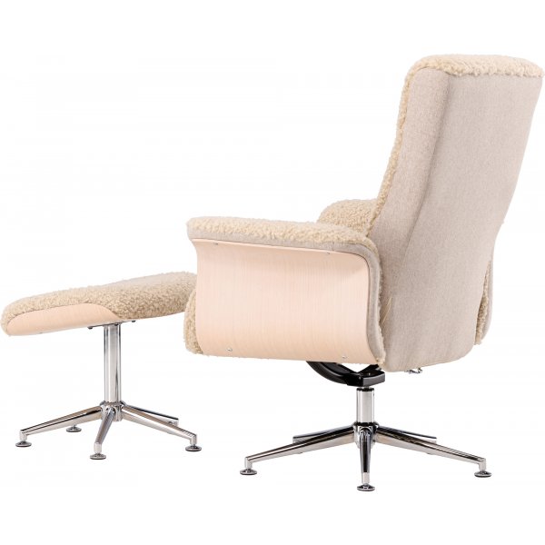 Fåtölj med fotpall - Beige / Whitewash Fåtölj med fotpall - Beige / Whitewash