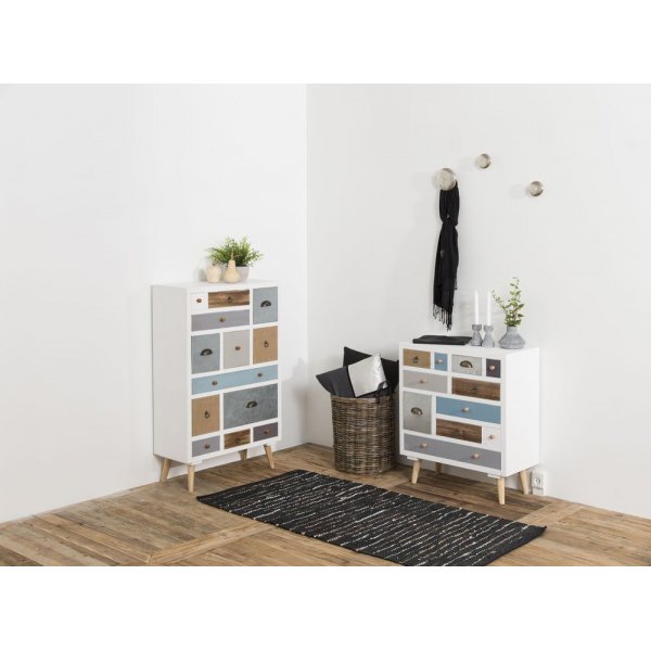 Thais Ladekast 70x81 cm - Wit/meerkleurig + Meubelpoten Thais Ladekast 70x81 cm - Wit/meerkleurig + Meubelpoten