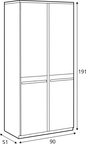 Armoire Plano 90 cm - Chêne Nash/blanc/gris Armoire Plano 90 cm - Chêne Nash/blanc/gris