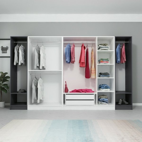 Armoire Rizada - Anthracite/blanc Armoire Rizada - Anthracite/blanc