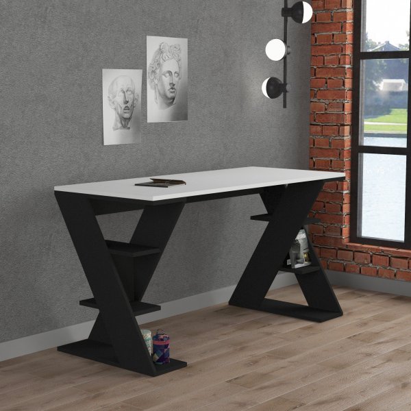 Bureau Papillon 140x60 cm - Blanc/anthracite