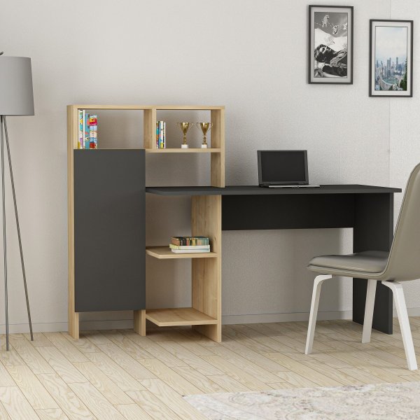 Buggy skrivbord 135,9x60 cm - Antracit/ek