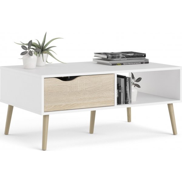 Oslo soffbord 99 x 39 cm - Vit/ek Oslo soffbord 99 x 39 cm - Vit/ek