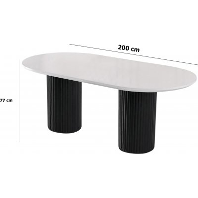 Lisen matbord 200 x 100 cm - Vit/svart