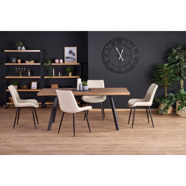 Table  manger extensible Gladwyn avec papillon 160-220 x 90 cm - Noyer/noir