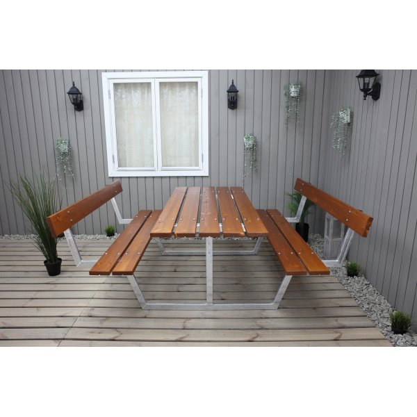 Rustieke bankenset met rugleuning - Cappuccino