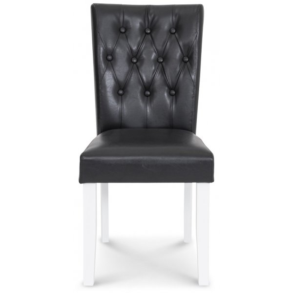 Crocket matstol i svart PU med vita ben Crocket matstol i svart PU med vita ben