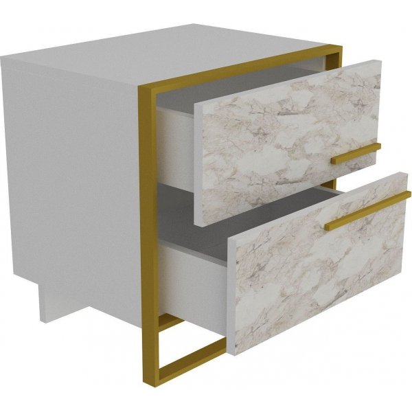 Polka nachtkastje - Goud/wit