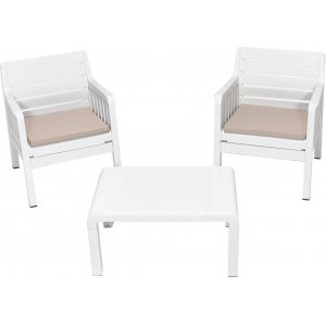 Groupe salon Lara avec 2 fauteuils et table - Blanc