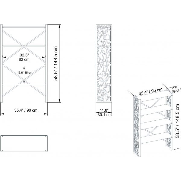 Lidya bokhylla - Guld/vit