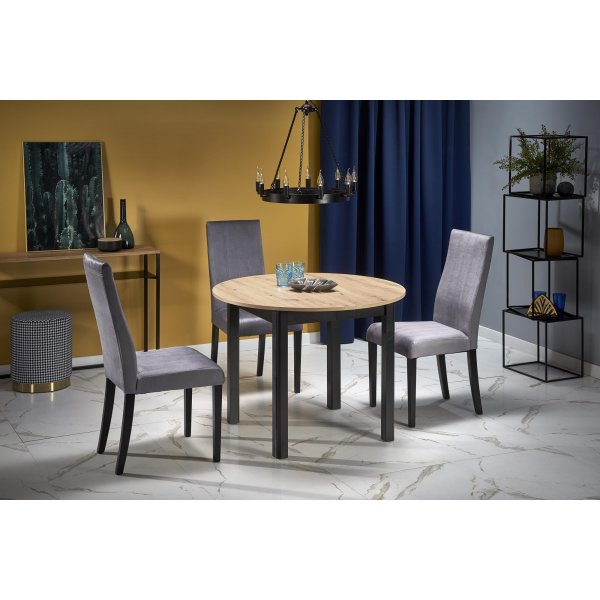 Table à manger 102-142 cm - Chêne artisanal/noir Table à manger 102-142 cm - Chêne artisanal/noir