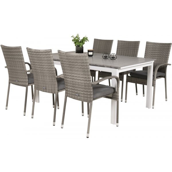 Levels utematgrupp med 6 st Anna stolar - Grå/Vit Levels utematgrupp med 6 st Anna stolar - Grå/Vit