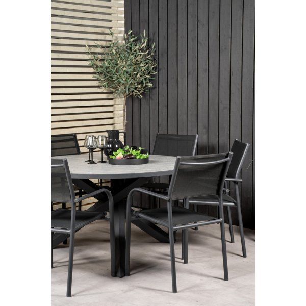 Parma utematgrupp med 6 st Santorini stolar - Svart/Gr