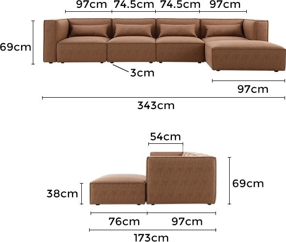 Nees modulsoffa i cognac combo 3 Nees modulsoffa i cognac combo 3