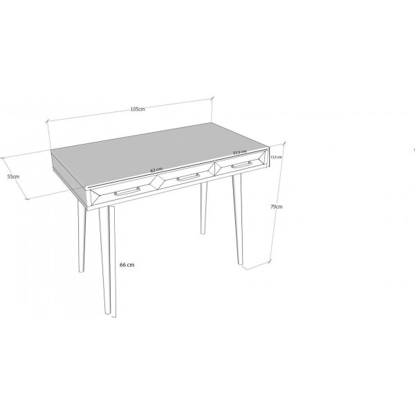 Bureau Milano 105x55 cm - Anthracite/pin