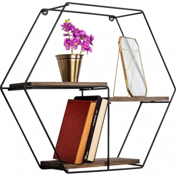 Narcissus wandplank - Zwart/walnoot