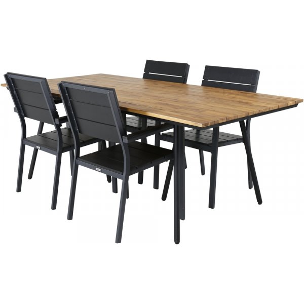 Chan utematgrupp med 4 st Levels stolar - Svart/Natur