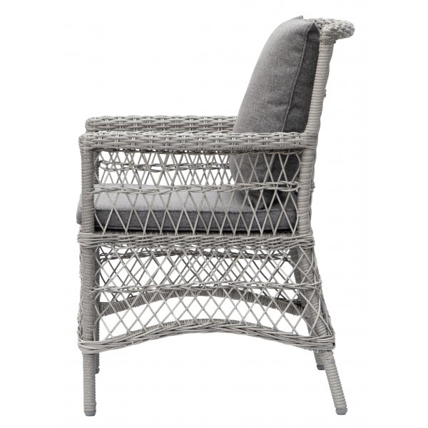 Chaise de salle  manger d\\\'extrieur en rotin gris avec coussin