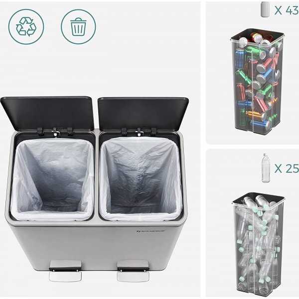 Poubelle Daloa 60 l - Argent Poubelle Daloa 60 l - Argent