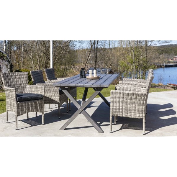 Scottsdale utematgrupp med 6 st ftljer och matbord 190 cm - Gr