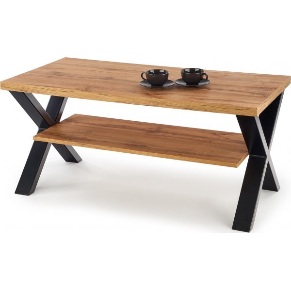 Table basse Kasady pieds croisés 120 cm - Chêne Wotan/noir Table basse Kasady pieds croisés 120 cm - Chêne Wotan/noir