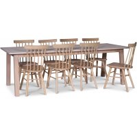Saltsjö matgrupp 240 cm inkl 8 st vitoljade Orust pinnstolar - Vitoljad ekfanér Saltsjö matgrupp 240 cm inkl 8 st vitoljade Orust pinnstolar - Vitoljad ekfanér