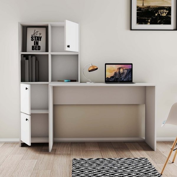 Bureau Silence 156,8 x 51,5 cm, gauche - Blanc Bureau Silence 156,8 x 51,5 cm, gauche - Blanc