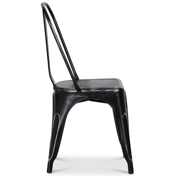 Plåtstol Industry Ingo i plåt - Borstad Svart / Silver + Möbeltassar Plåtstol Industry Ingo i plåt - Borstad Svart / Silver + Möbeltassar