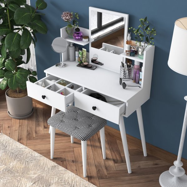 Bijou kaptafel 2, 98 x 40 cm - Wit Bijou kaptafel 2, 98 x 40 cm - Wit