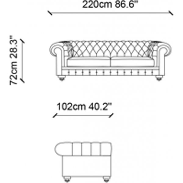 London 3-sits soffa - Grå London 3-sits soffa - Grå