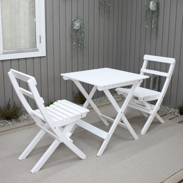 Wilma utegrupp bord 65 x 65 cm inkl 2 st Knohult stolar -Vit