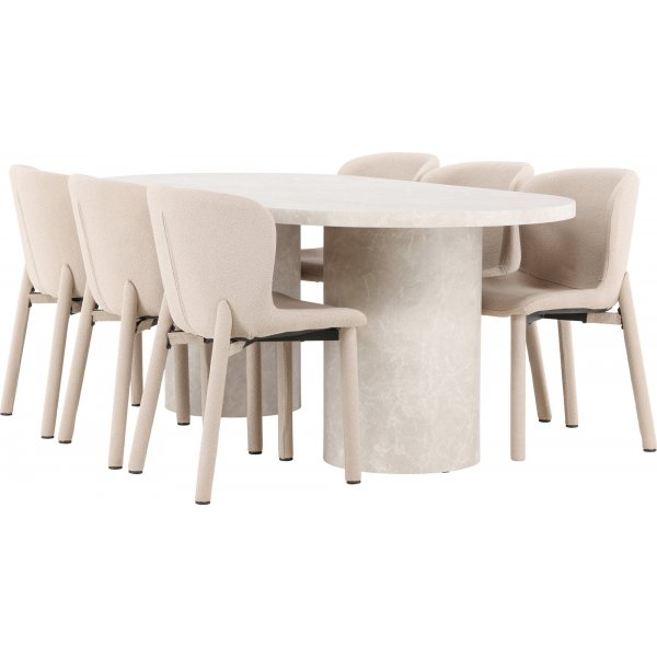 Matbord Narvik med 6 st Astoria stolar - Beige Matbord Narvik med 6 st Astoria stolar - Beige