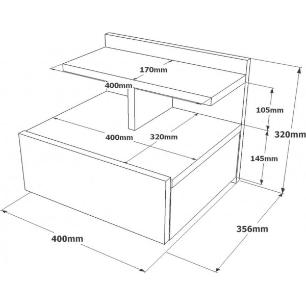 Table de chevet Luvio 28 - Chêne Table de chevet Luvio 28 - Chêne