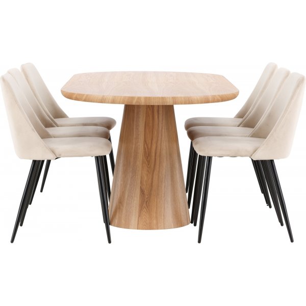 Matbord Stjärnö med 6 st Night stolar - Beige/svart Matbord Stjärnö med 6 st Night stolar - Beige/svart