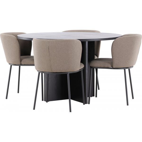 Matbord Strada med 4 st Edina stolar - Brun/svart + 3.00 x Mbeltassar