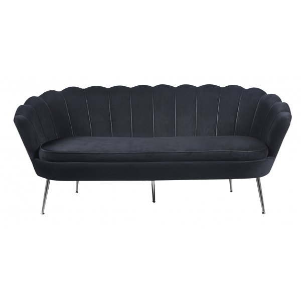 Soffa 3-sits i svart sammet - Kingsley