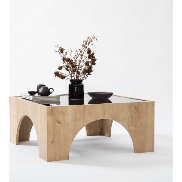 Table basse Seine 80 x 80 cm - Gris fonc/chne