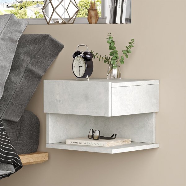 Table de chevet suspendue Luvio imitation ciment Table de chevet suspendue Luvio imitation ciment