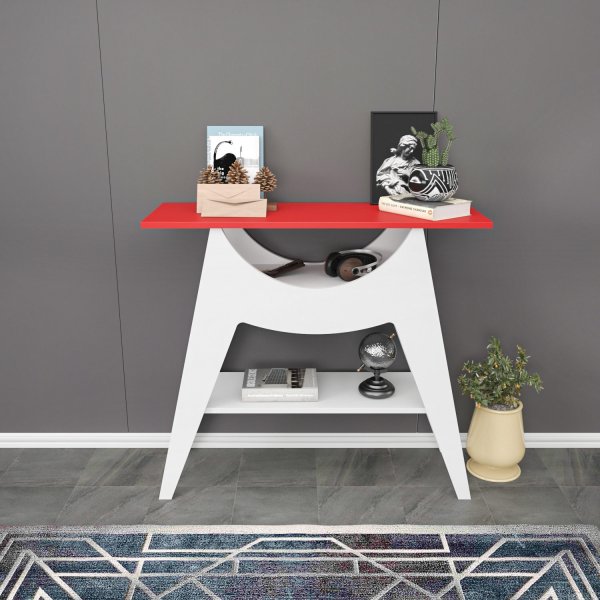 Ese avlastnigsbord 100 x 35 cm - Vit/röd Ese avlastnigsbord 100 x 35 cm - Vit/röd