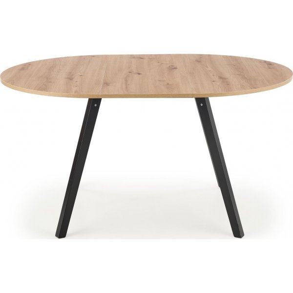 Table  manger ronde extensible Caliss 102-142 cm - Chne artisanal/noir