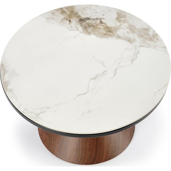 Table basse Genesis 70 cm - Marbre blanc/noyer