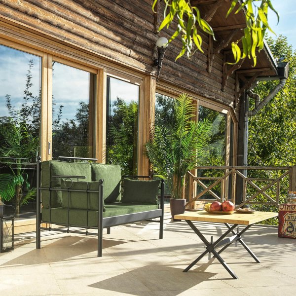 Canapé d'extérieur 2 places Hampus - Noir/vert + Détachant pour meubles Canapé d'extérieur 2 places Hampus - Noir/vert + Détachant pour meubles