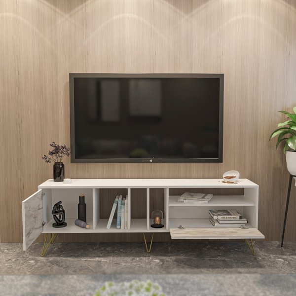 Meuble TV Mistico - Marbre blanc/or Meuble TV Mistico - Marbre blanc/or